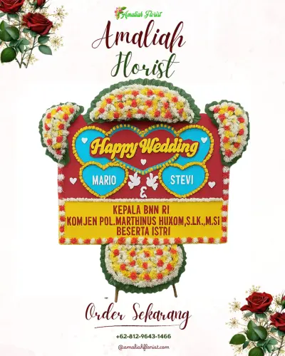 Karangan Papan Bunga Pernikahan di Rumah Duka Bumi Asih (cijagra)